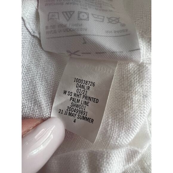 Janie and Jack Boy's Palm Tree Linen Button Down Shirt Short Sleeve White Size 7 - Picture 10 of 10